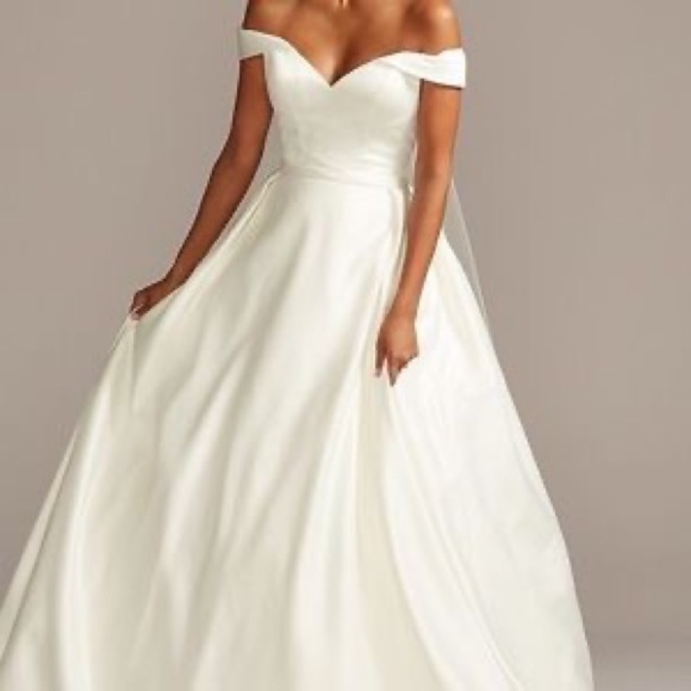 Off the Shoulder Satin Ball Gown Wedding Dress